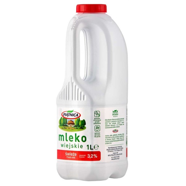 Mleko Wiejskie 3,2% 1l  z PIĄTNICY
