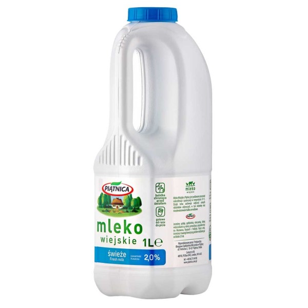 Mleko Wiejskie 2% 1l  z PIĄTNICY