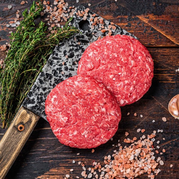 Soczyste burgery wołowe 100% Black Angus, sezonowane, 2x160g, pochodzenie: Hiszpania, producent Miguel Vergara | super-stek.pl