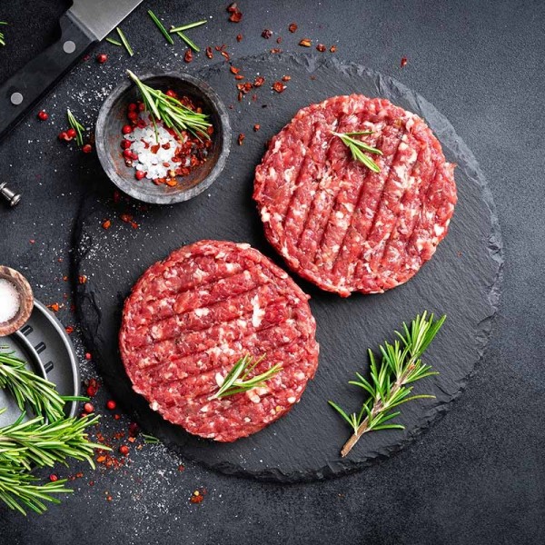 Soczyste burgery wołowe 100% Black Angus, sezonowane, 2x160g, pochodzenie: Hiszpania, producent Miguel Vergara | super-stek.pl