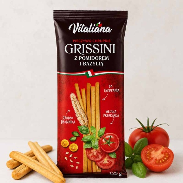 Paluszki Grissini z pomidorem i bazylią - do antipasti | Super-Stek.pl