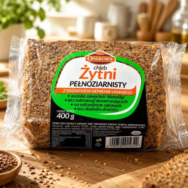 Chleb żytni pełnoziarnisty z siemieniem - na kanapki | Super-Stek.pl