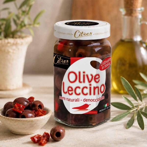 Oliwki Leccino z peperoncino pikantna włoska przekąska | super-stek.pl