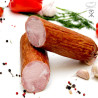Kiełbasa żywiecka, tradycyjna podsuszana wędlina wieprzowa, aromatyczna i intensywna, idealna na kanapki i deski wędlin.