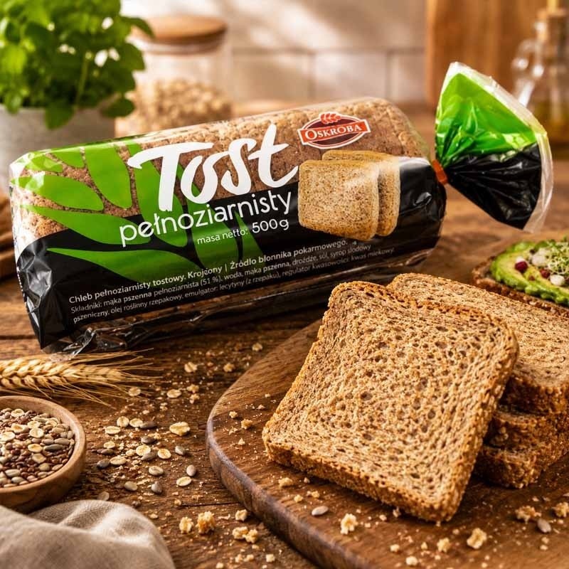 Naturalny chleb tostowy pełnoziarnsty 500g