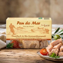 Tuńczyk Bonito w oleju słonecznikowym BIO 120g, ryba z Oceanu Atlantyckiego, produkt ekologiczny, idealny do sałatek i kanapek.