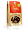 Colorful organic peppercorns – black, white, green, and red, a natural seasoning for dishes.