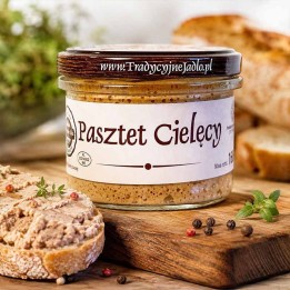 Naturalny pasztet cielęcy w słoiku, delikatna konsystencja, bez konserwantów