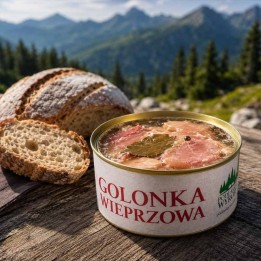 Golonka wieprzowa 300 g w puszce z chlebem na biwaku