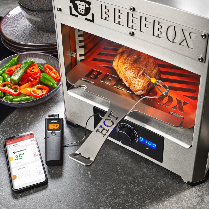 Termometr bluetooth do mięsa GEFU CONTROL – termometr i telefon przy grillu wysokotemperaturowym